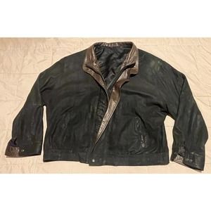 Rochester Big & Tall by Remy Men's Leather Coat 2XB Black/Brown Made In USA!